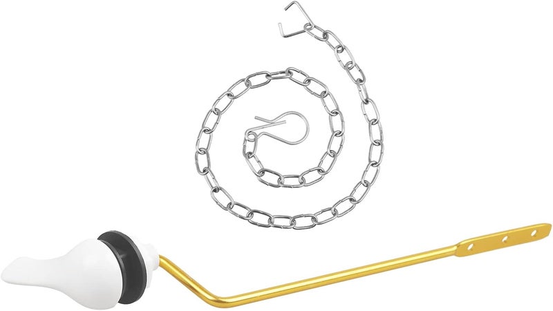 TJWODO Toilet Handle Replacement Kit, Side Mount Toilet Trip Levers with Seal Gasket and Nut, with Stainless Steel Flapper Chains, Universal Replacement for Most Toilets (White) - Image 1